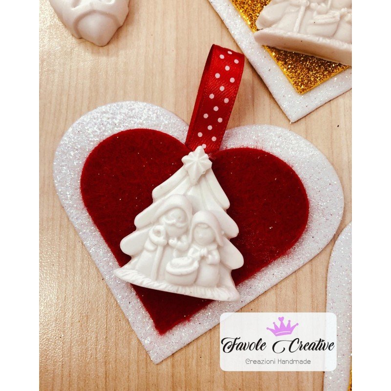 Cuore Gessetto NATALE decorazione albero di natale ROSSO Cuore Gessetto NATALE decorazione albero di natale ROSSO