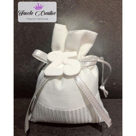 Sacchetto Nozze d'argento Gessetto 25 Bomboniera