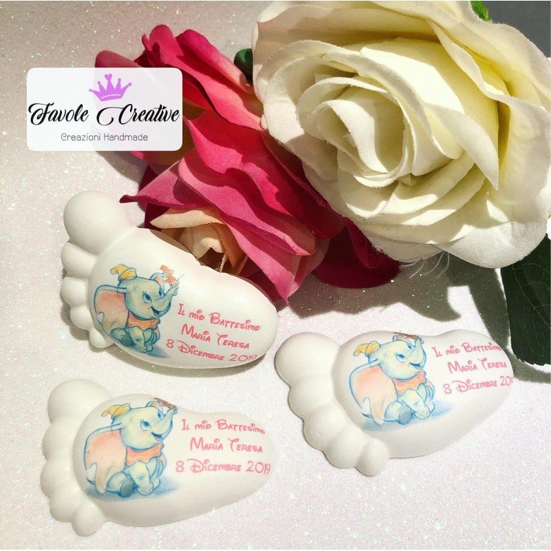 Piedino Profumato Dumbo con Immagine Fissa | Bomboniera Personalizzata per Battesimo, Nascita, Compleanno