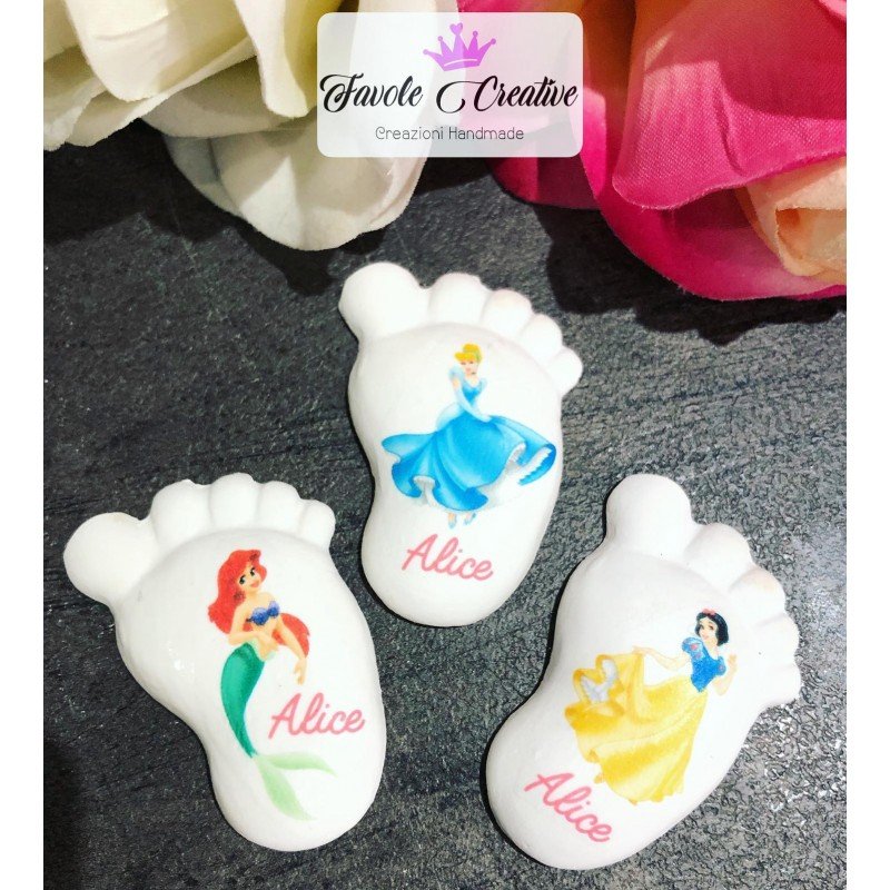 Piedino Profumato Principesse Disney Orizzontale | Bomboniera Personalizzata 5,5 cm per Battesimo e Nascita
