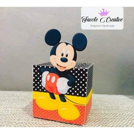Scatola Bomboniera Topolino CUBO Nascita Battesimo Primo compleanno