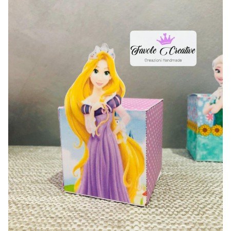 Scatola Bomboniera RAPUNZEL CUBO Nascita Battesimo Primo compleanno
