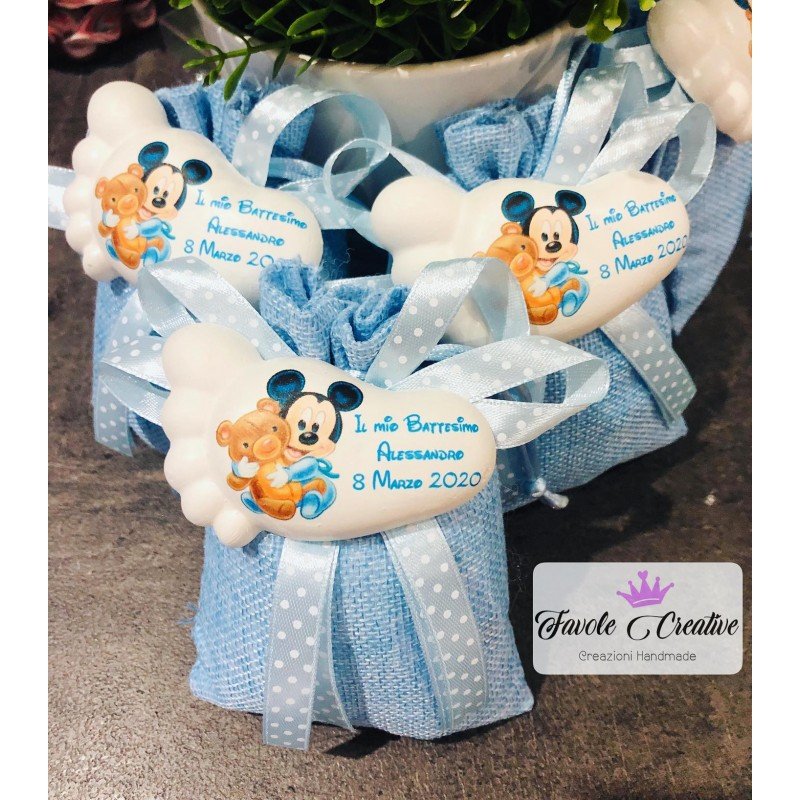 Sacchetto confetti GESSETTO PROFUMATO PIEDINO PERSONALIZZATO Nascita Battesimo Sacchetto confetti GESSETTO PROFUMATO PIEDINO PERSONALIZZATO Nascita Battesimo