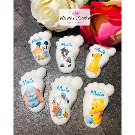 Piedino Profumato Disney Verticale con Scritta Sopra | Bomboniera Personalizzata per Eventi Baby