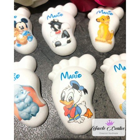 Piedino Profumato Disney Verticale con Scritta Sopra | Bomboniera Personalizzata per Eventi Baby