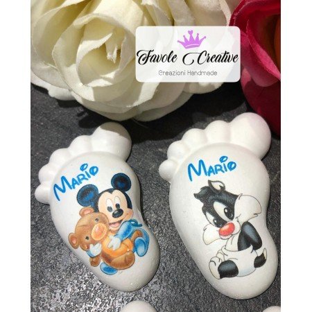 Piedino Profumato Disney Verticale con Scritta Sopra | Bomboniera Personalizzata per Eventi Baby