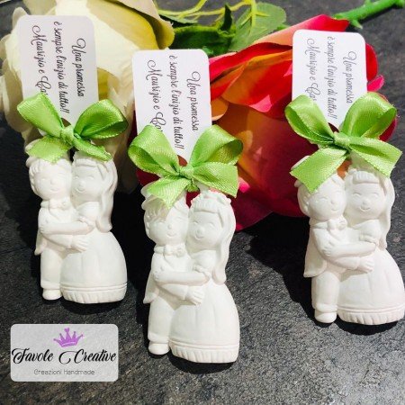 Gessetto profumato COPPIA SPOSI + NASTRO + TAG PERSONALIZZATO Matrimonio