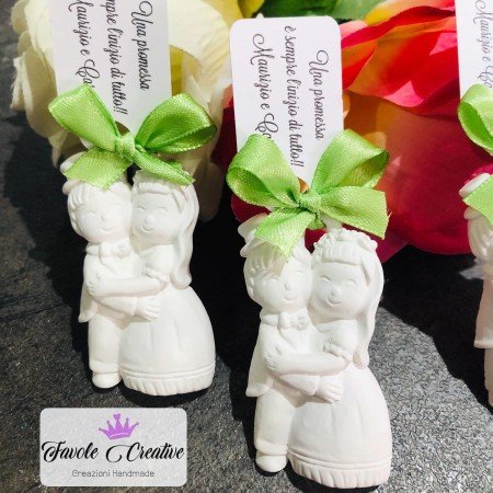 Gessetto profumato COPPIA SPOSI + NASTRO + TAG PERSONALIZZATO Matrimonio