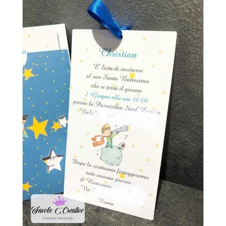 Partecipazione Battesimo Piccolo Principe con Busta – Invito Elegante Personalizzato