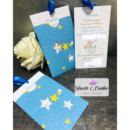 Partecipazione Battesimo Piccolo Principe con Busta – Invito Elegante Personalizzato