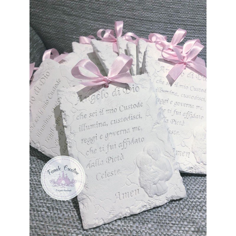Gessetto profumato Angelo Di Dio con preghiera e fiocco rosa