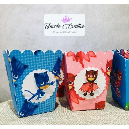 Scatola patatine pop-corn PJ MASK PARTY DECORAZIONE