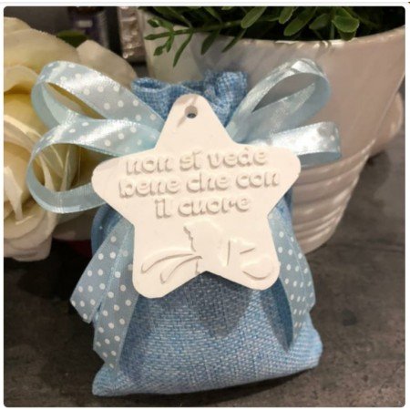 Sacchetto Portaconfetti Yuta Celeste con Gessetto Profumato – Tema Il Piccolo Principe