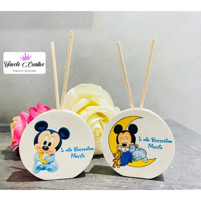 Profumatore Baby Mickey Mouse Celeste | Bomboniera Personalizzata per Battesimo, Nascita, Compleanno