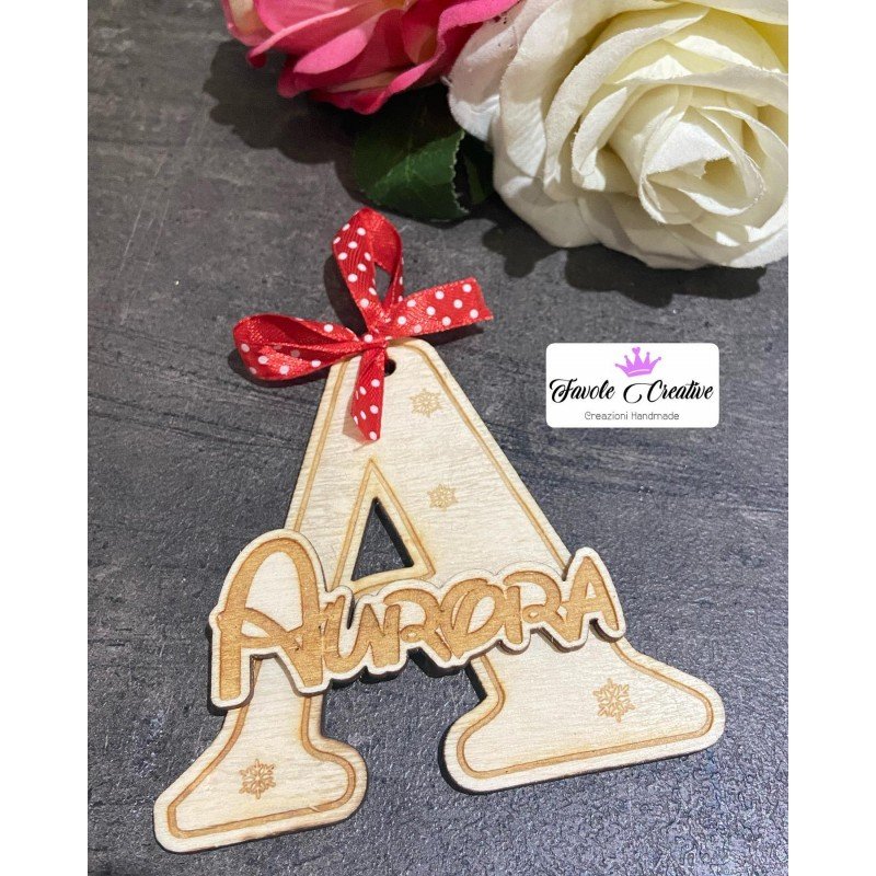 Iniziale in legno "A" con nome completo 2