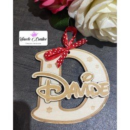 Iniziale in legno "D" con nome completo 1