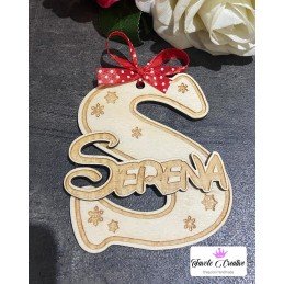 Iniziale in legno "S" con nome completo 2