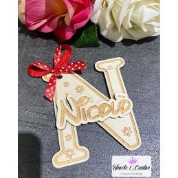 Iniziale in legno "N" con nome completo 2