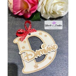 Iniziale in legno "D" con nome completo 3