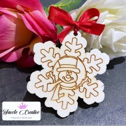 Fiocco di neve inciso in legno idea Natalizia