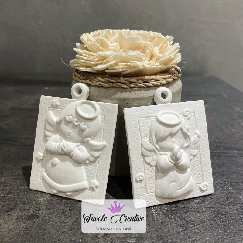 Gessetti Profumati TARGHETTA ANGELO CON FORO Nascita  Battesimo