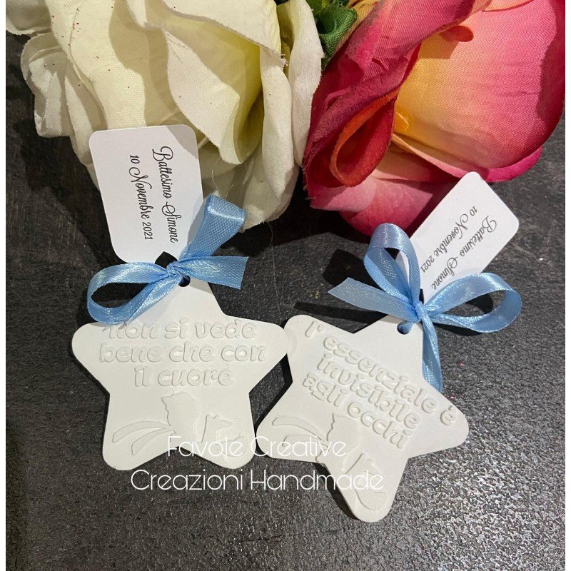 Gessetti STELLA PICCOLO PRINCIPE con fiocco e tag personalizzato Gessetti STELLA PICCOLO PRINCIPE con fiocco e tag personalizzato