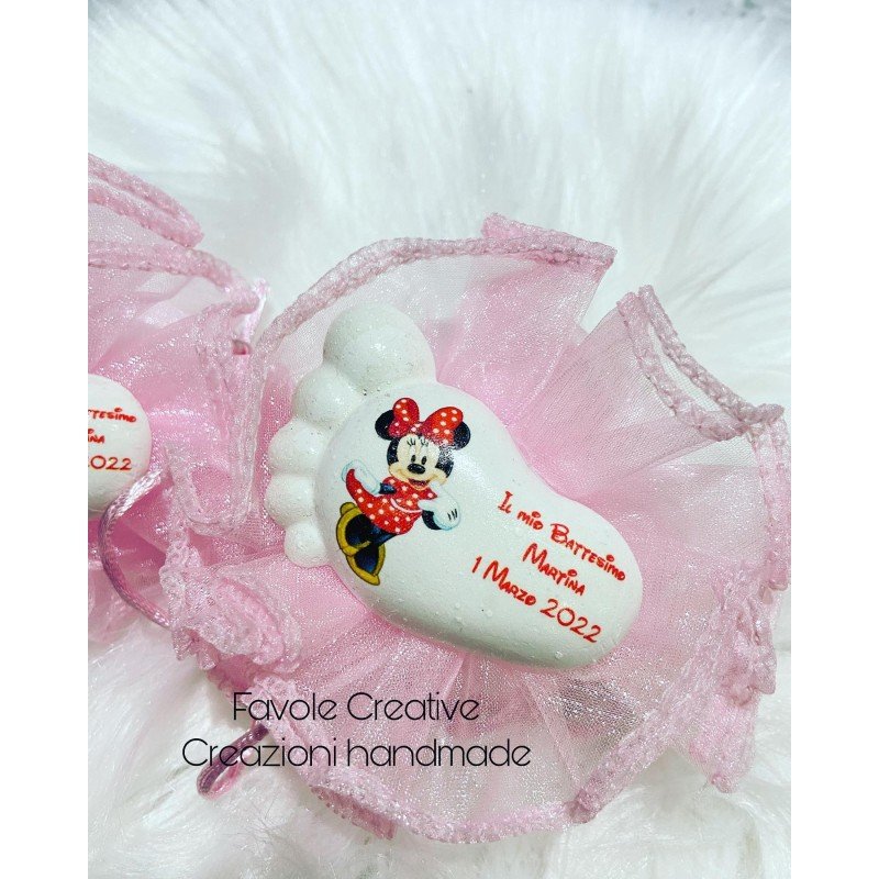 Sacchetto Tulle Rosa con piedino personalizzato minnie