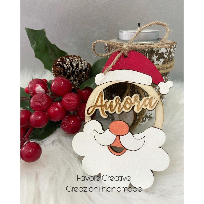 Pallina in legno con nome babbo natale