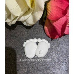 Coppia Piedini Profumati Bianchi in Gesso | Bomboniera Minimal per Nascita, Battesimo, Baby Shower