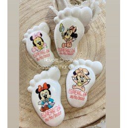 Piedino Profumato Minnie Verticale con Testo | Bomboniera Artigianale Battesimo, Nascita