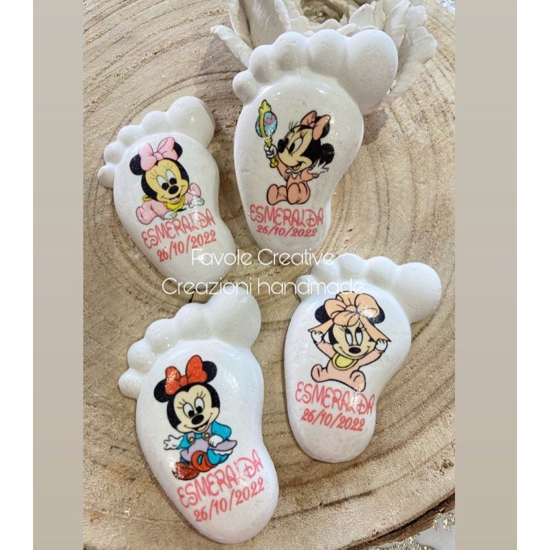 Piedino Profumato Minnie Verticale con Testo | Bomboniera Artigianale Battesimo, Nascita Piedino Profumato Minnie Verticale con Testo | Bomboniera Artigianale Battesimo, Nascita