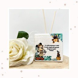Profumatore Quadrato Topolino Safari - Bomboniera Personalizzata con Frase