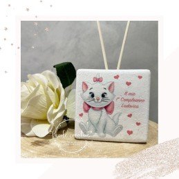 Profumatore Quadrato Tema Minù Aristogatti - Bomboniera Personalizzata con Frase