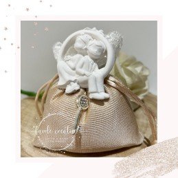 Sacchetto brillantino colore oro con sposini