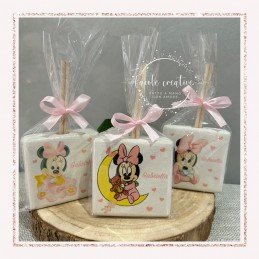 Profumatore Quadrato Minnie Personalizzato | Bomboniera con Bustina Trasparente e Confetti