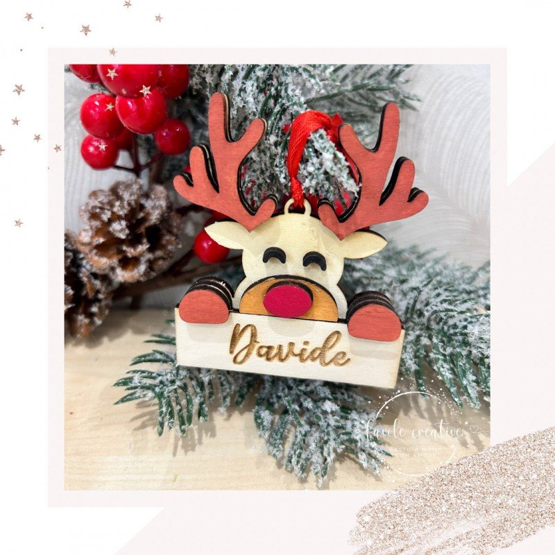 RENNA MASCHIETTO IN LEGNO CON NOME PERSONALIZZATA RENNA MASCHIETTO IN LEGNO CON NOME PERSONALIZZATA