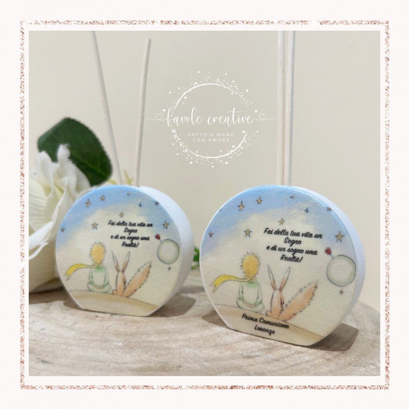 Profumatore Rotondo Piccolo Principe con Volpe 6,5cm| Bomboniera Battesimo, Nascita, Compleanno Personalizzata