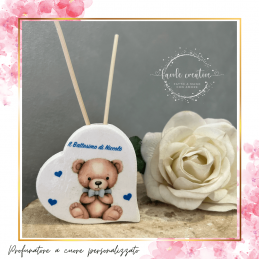 Cuore Profumato Personalizzato Tema Orsetto | Bomboniera Battesimo, Nascita, Compleanno