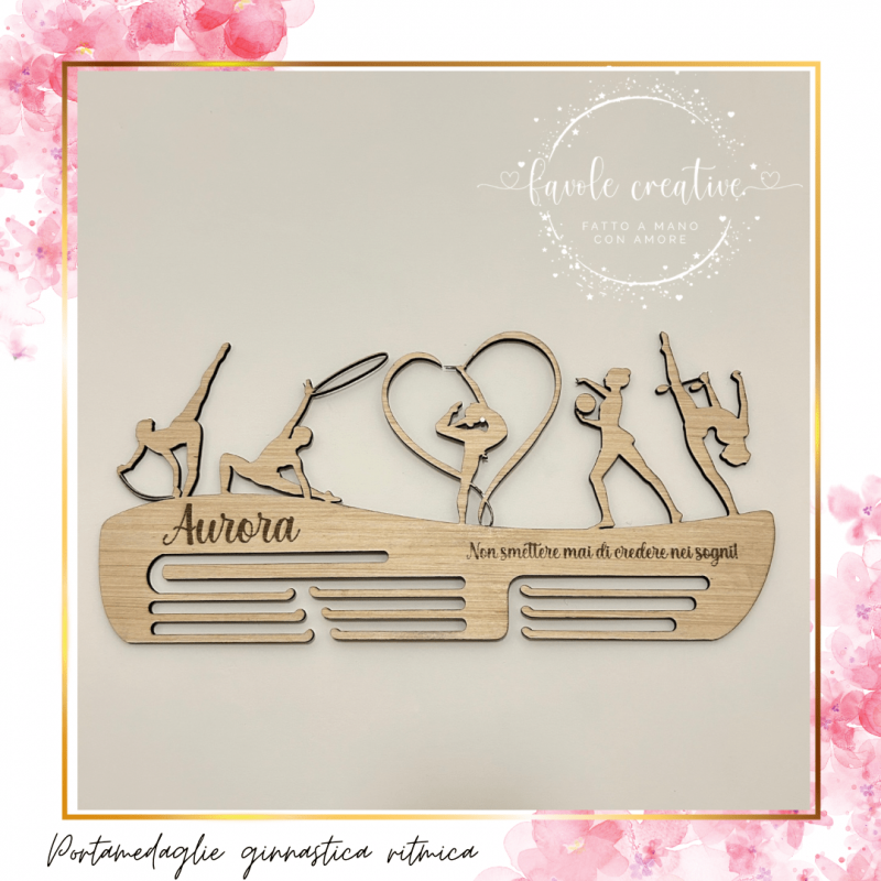 Porta medaglie ginnastica ritmica con nome e frase personalizzata Porta medaglie ginnastica ritmica con nome e frase personalizzata
