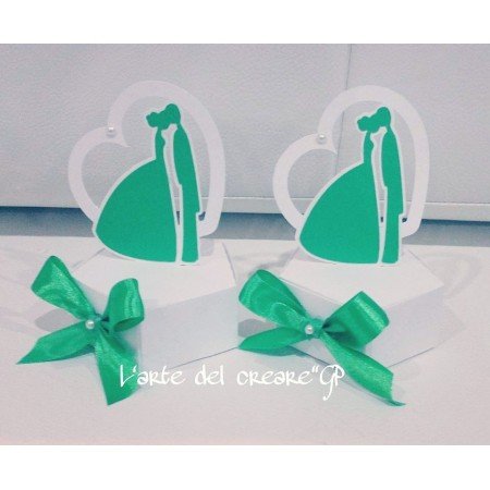 Scatolina bomboniera sacchetto porta confetti modello sposi per matrimonio, segnaposto bomboniera