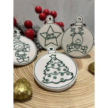 Gessetti profumati PALLINA NATALE INCISA STELLA ALBERO ELFO COLORATI