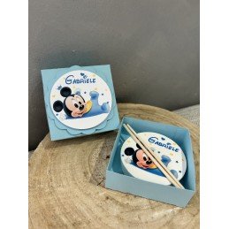 Bomboniera Topolino Baby con Scatolina Celeste | Profumatore Rotondo Personalizzato Nascita, Battesimo