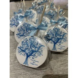 Profumatore Albero della Vita Blu 9 cm | Bomboniera con Bustina Trasparente per Battesimo, Comunione