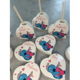 Cuore Profumato Stitch Personalizzato | Bomboniera Unica per Battesimo, Compleanno, Nascita