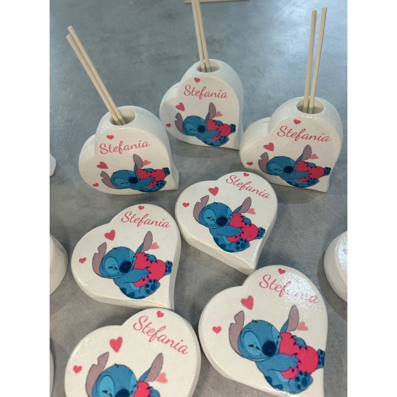 Cuore Profumato Stitch Personalizzato | Bomboniera Unica per Battesimo, Compleanno, Nascita