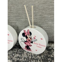 Profumatore Rotondo Minnie Rosa Personalizzato 9 Cm Bomboniera Battesimo Nascita Compleanno