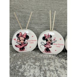 Profumatore Rotondo Minnie Rosa Personalizzato 9 Cm Bomboniera Battesimo Nascita Compleanno