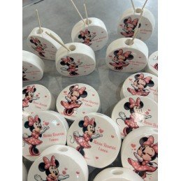 Profumatore Rotondo Minnie Rosa Personalizzato 9 Cm Bomboniera Battesimo Nascita Compleanno