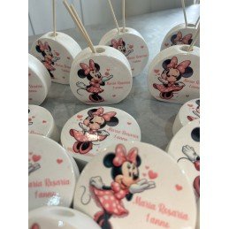 Profumatore Rotondo Minnie Rosa Personalizzato 9 Cm Bomboniera Battesimo Nascita Compleanno