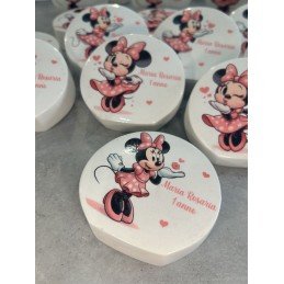 Profumatore Rotondo Minnie Rosa Personalizzato 9 Cm Bomboniera Battesimo Nascita Compleanno